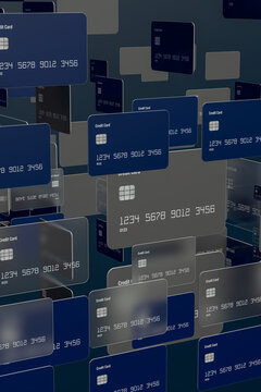 Collection of credit cards against a dark gradient background
