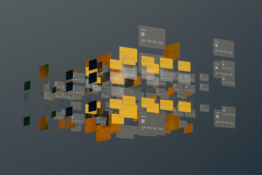 Credit card transactions on a gradient background