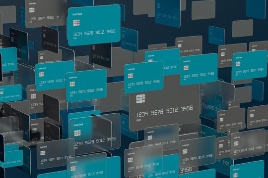Abstract representation of credit card transactions in a digital space