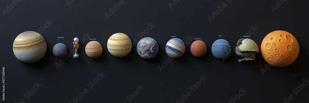Poster a visual representation of the planets in our solar system, arranged from left to right by size.