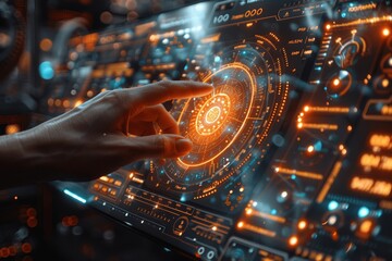 Data Scientist Analyzing Virtual Business Dashboard Analytics KPI Metrics Insights for Business Management and Digital Marketing Strategy