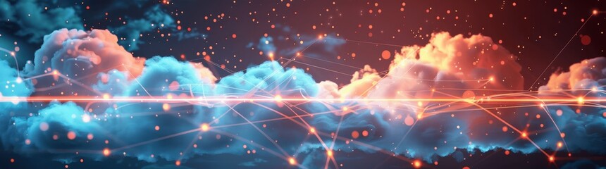 Obraz premium Digital Cloud Migration and Data Transfer for IT Infrastructure Modernization Enhancing SaaS Cloud Computing Integration and Security