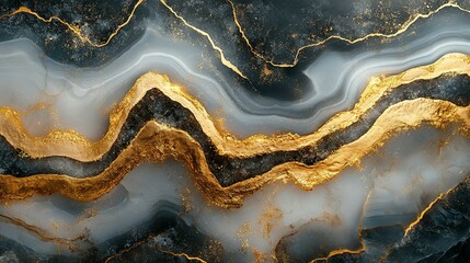 Fototapeta premium Abstract Black, White, and Gold Swirling Design