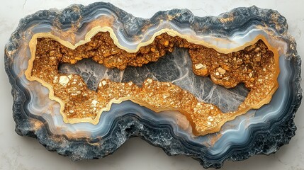 Agate Geode with Golden Crystal Formations