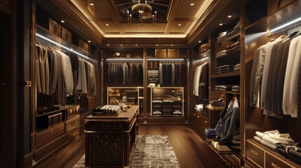 Luxury shop with elegant men's clothing, AI generated image