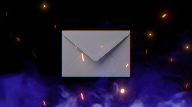 Message box animation with motion graphic clip template with smoke and fire spark. HD resolution with hyper realistic 4K Background.