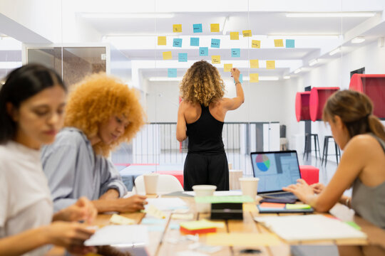 Creative team working on project during a meeting