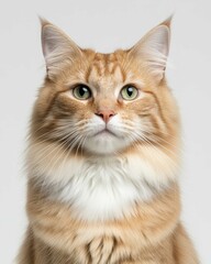 Obraz premium Majestic Maine Coon Cat Portrait with Fluffy Mane and Intense Gaze for Pet Lovers