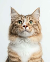 Obraz premium Majestic Maine Coon Cat Portrait with Fluffy Mane and Intense Gaze for Pet Lovers