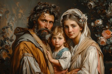 Traditional Byzantine Oil Painting of the Holy Family