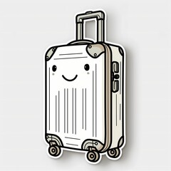 Cute Cartoon Luggage Sticker Illustration for Kids Travel Gear on White Background