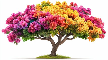 A Tree with Colorful Flowers Blooming in Spring