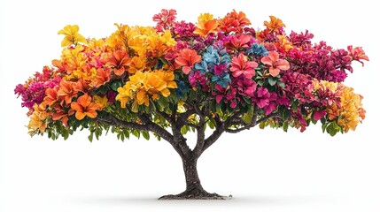 Vibrant Blooming Tree with Multicolored Flowers