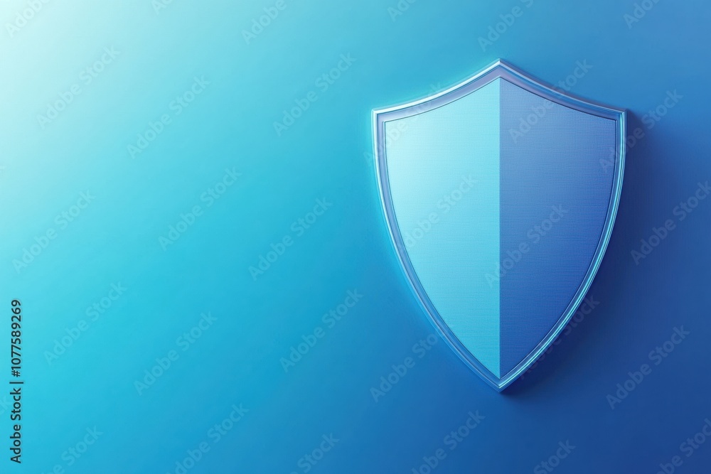 Poster A shield icon is set against a blue-to-white gradient background, illustrating the essence of cybersecurity and online safety. Generative AI