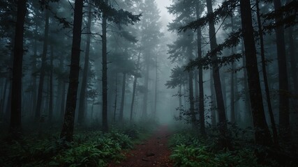 Obraz premium 4K Foggy Forest Wallpaper