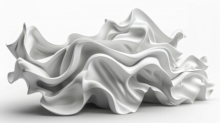 Fototapeta premium Abstract White Fabric Sculpture with Organic Shapes