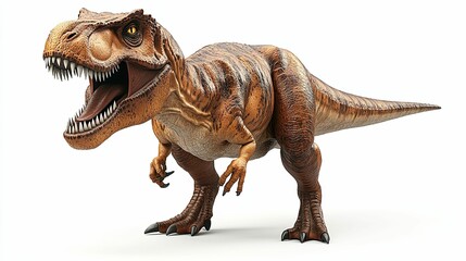 A Tyrannosaurus Rex Dinosaur with Open Mouth, Facing the Viewer