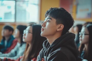 workshop, technology and Innovation, a group of asian teenagers, class room, event photography