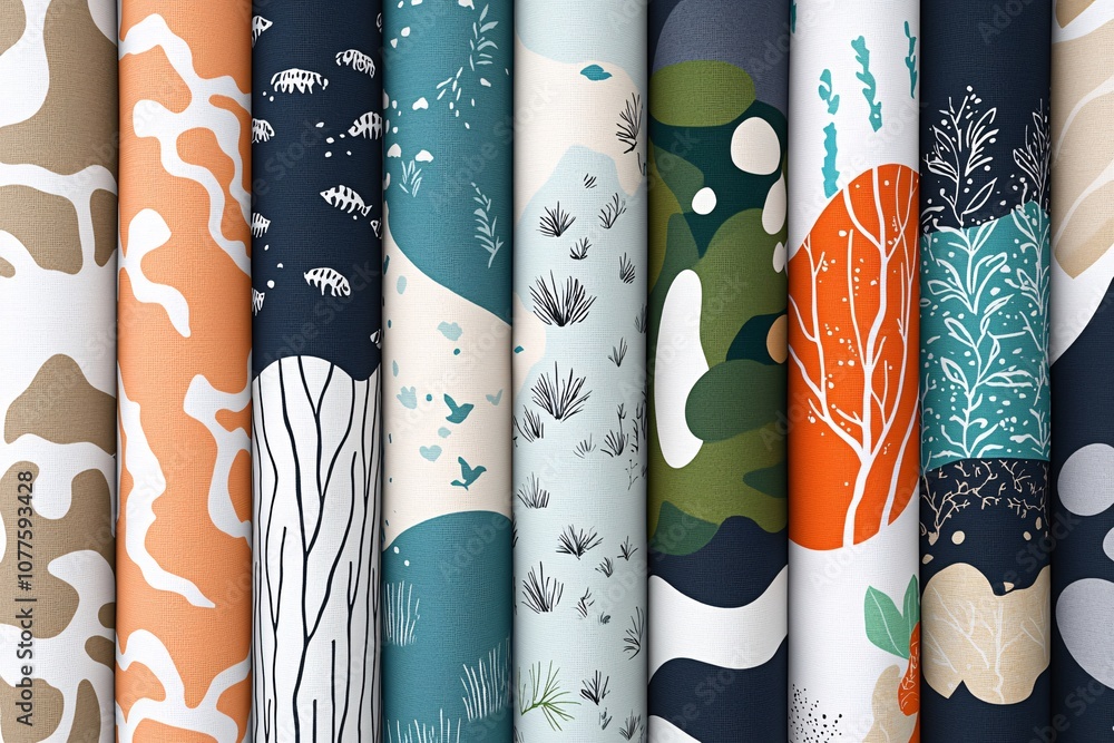 Poster abstract nature patterns seamless repeat fabric textile design
