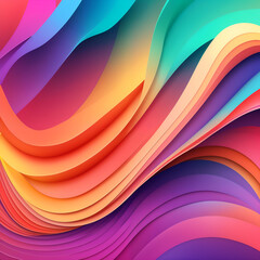 Fototapeta premium Vibrant multicolored waves create a dynamic abstract background for creative projects. Generative AI