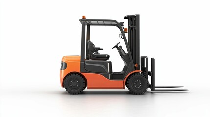 Orange and Black Forklift with Lowered Forks