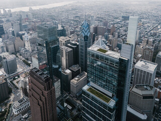 Aerial View of Philadelphia's City Hall and Surrounding Skyscrapers
