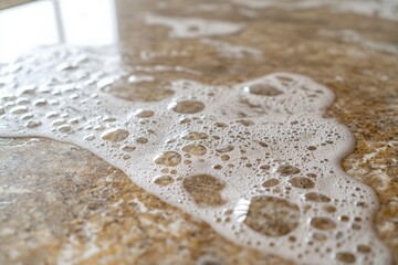 bubbles on a freshly washed kitchen counte