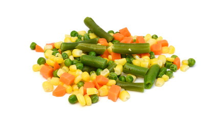 Fresh mixed vegetables on white. Golden mix.