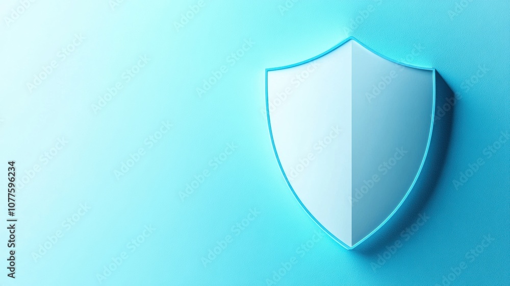 Fototapete A shield icon appears prominently on a gradient background, illustrating the theme of cybersecurity and the importance of online safety. Generative AI