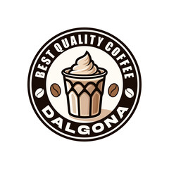 Dalgona coffee logo vector delicious drink