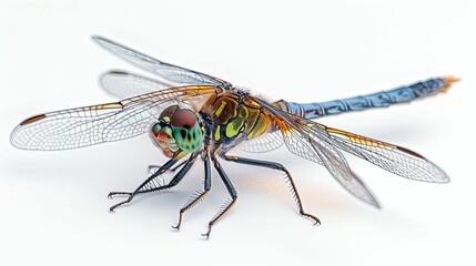 Close-up of a Dragonfly with Detailed Veined Wings