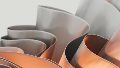 Abstract Metallic Art With Flowing Copper and Steel Forms