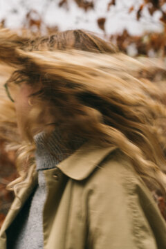 A blurry woman