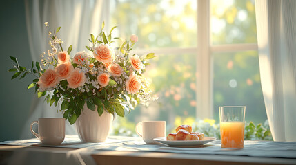 Flower, flower arrangement, art, scene, vase, beautiful, gorgeous, life, four seasons, spring, summer, autumn, winter, breakfast, living room, dining table, dining room, flower, bouquet, yellow,