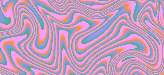 Cool Acid Vibrant Wavy Texture. Abstract Psychedelic Optical Illusion Pattern Background.