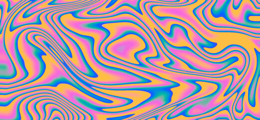 Cool Acid Vibrant Wavy Texture. Abstract Psychedelic Optical Illusion Pattern Background.