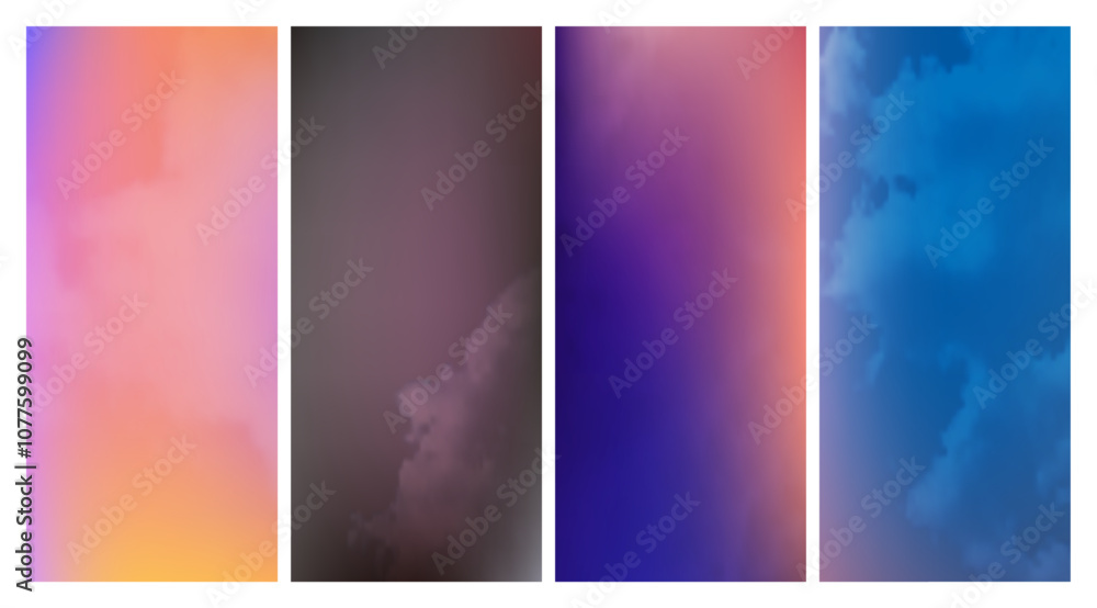 Poster modern colorful gradient background with clouds