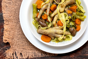 The most rustic and nutritious soup in the world, real food rich in healthy nutrients with chicken feet