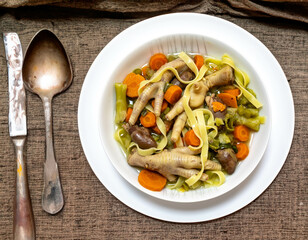 The most rustic and nutritious soup in the world, real food rich in healthy nutrients with chicken feet