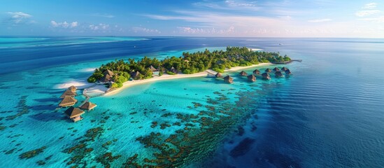 Obraz premium Tropical Paradise: Island Resort with Crystal Clear Waters