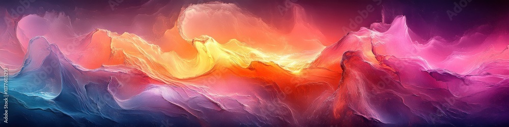 Poster abstract colorful waves blending in a vibrant gradient.