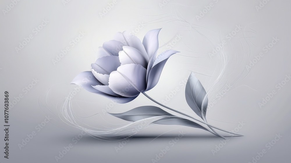 Poster elegant single flower sketch, featuring a tulip with graceful lines and subtle shading.