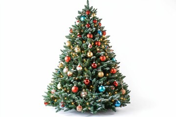 Decorated Christmas Tree with Ornaments and Lights