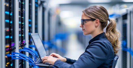 Technology professional monitors data systems efficiently in a modern server environment