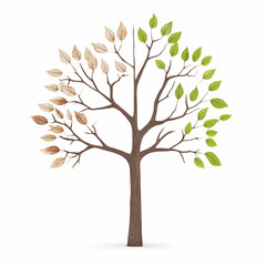 Obraz premium Half Dead, Half Alive Tree, life, death, brown, green, leaves