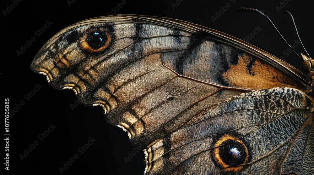 Poster close-up of a butterfly wing with intricate patterns