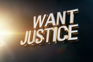 The words Want Justice are written in large, bold letters
