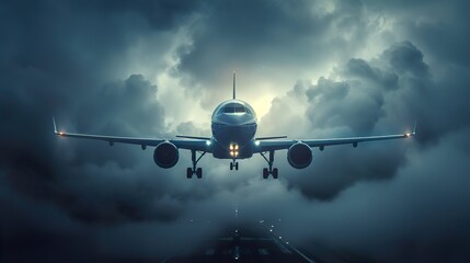 Dramatic Airplane Landing in Stormy Weather