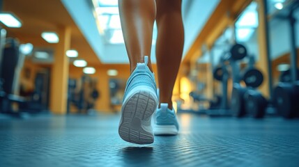 A person doing calf raises with weights in a modern gym setting.
