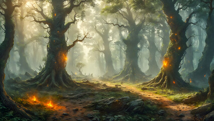 Warped Woods - twisted trees and branches 